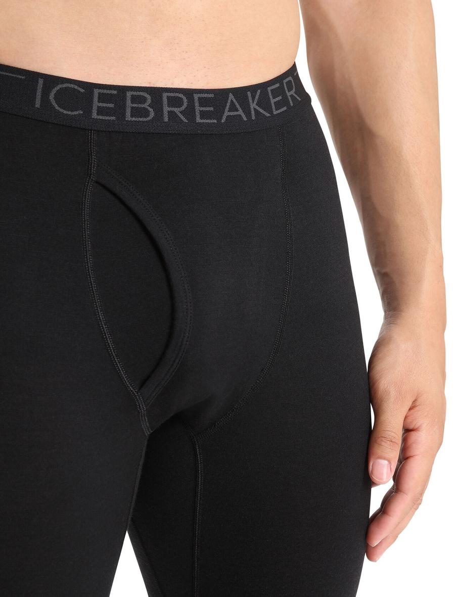 Icebreaker Merino 200 Oasis with Fly Férfi Leggings Fekete | HU 1134MQZA